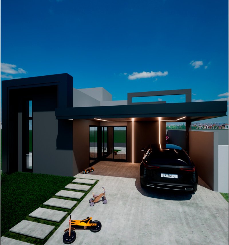 Residência Elenice e Tita — fachada moderna com laje impermeabilizada e cobertura plana